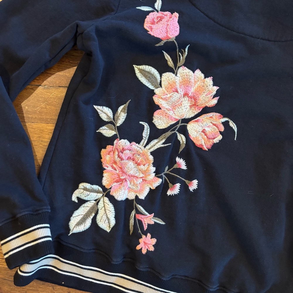 Johnny Was Vienna Floral Embroidered Black Hoodie - Picture 6 of 6